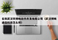 名称武汉市博畅软件开发有限公司（武汉博畅通信科技怎么样）