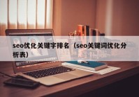 seo优化关键字排名（seo关键词优化分析表）