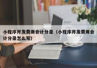 小程序开发费用会计分录（小程序开发费用会计分录怎么写）