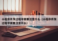 小程序开发过程中需要注意什么（小程序开发过程中需要注意什么）