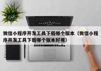 微信小程序开发工具下载哪个版本（微信小程序开发工具下载哪个版本好用）