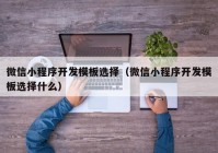 微信小程序开发模板选择（微信小程序开发模板选择什么）