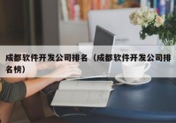 成都软件开发公司排名（成都软件开发公司排名榜）