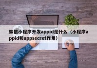 微信小程序开发appid是什么（小程序appid和appsecret作用）