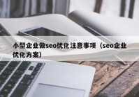 小型企业做seo优化注意事项（seo企业优化方案）