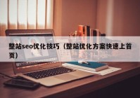 整站seo优化技巧（整站优化方案快速上首页）